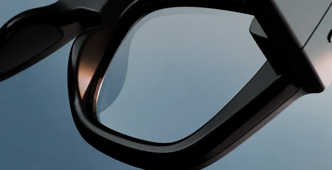 Angled smart glasses with a video display in the lens